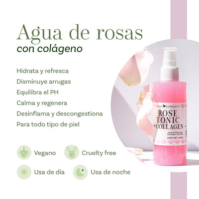 Tónico Facial De Agua De Rosas Con Colágeno: Rose Tonic