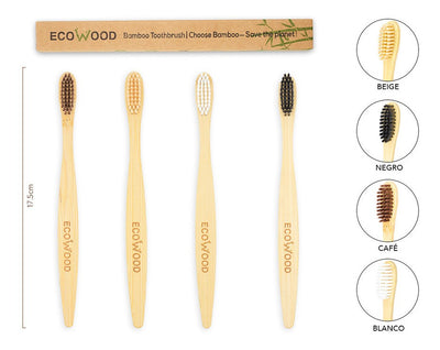 Ecowood Cepillo De Dientes De Bambú Cerdas Suaves 4 Piezas