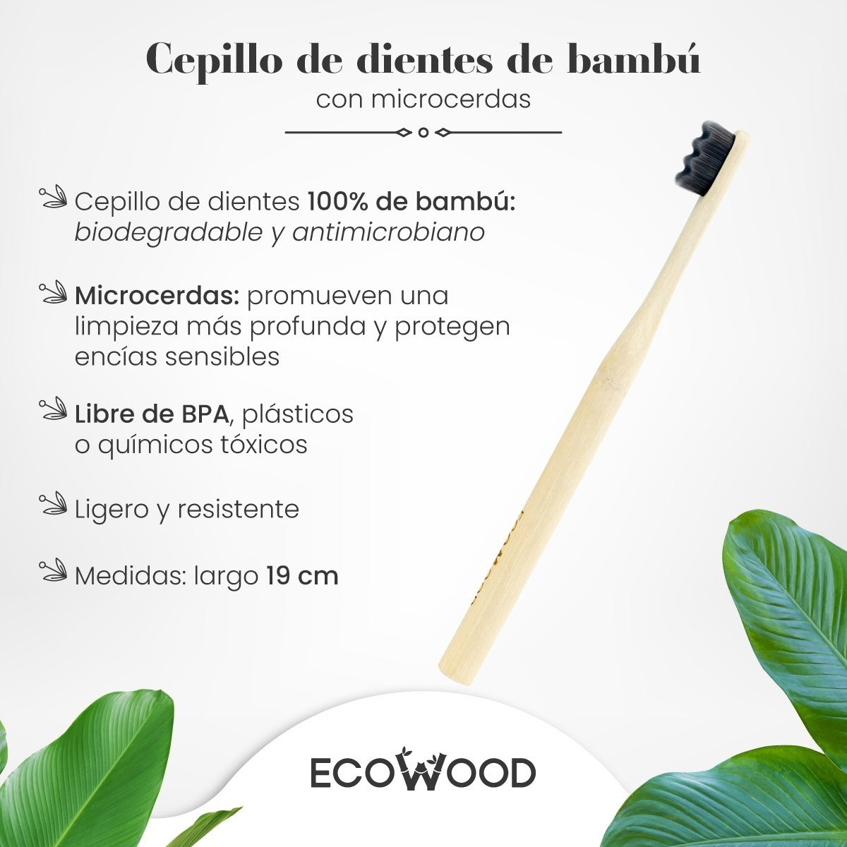Cepillo de Dientes Ecológico: Mango de Bambú y Micro Cerdas de Carbón Activado